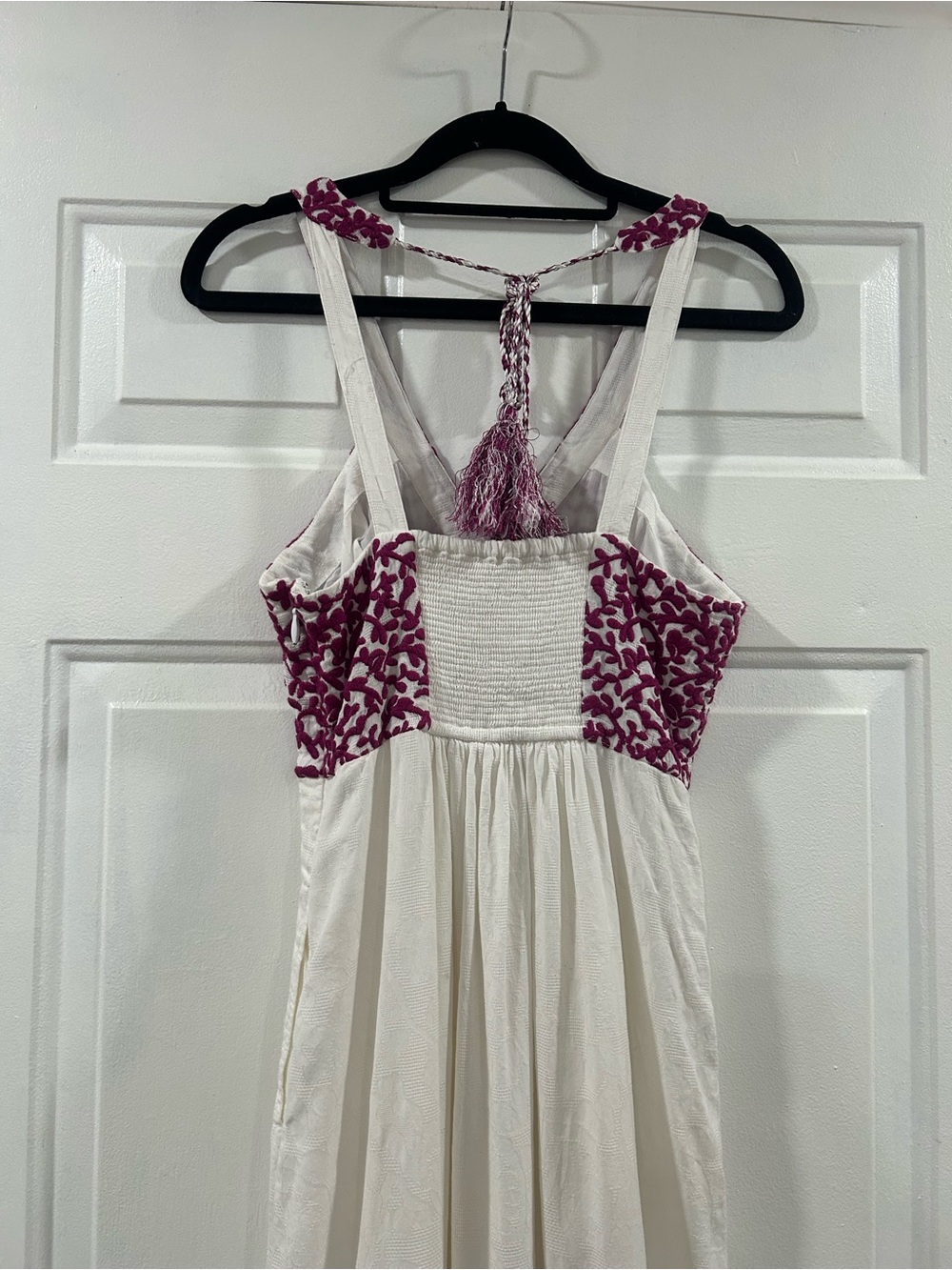 Anthropologie White Maxi Dress with Pink Embroidered Bodice - Picture 7 of 12